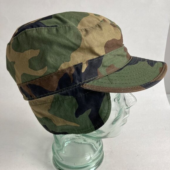 US Army Cap Camouflage Pattern Class 1 Hat 7-1/4 Woodland Winter Cold Weather - Picture 4 of 8